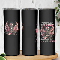 Angel Skull Skinny Tumbler She Whispered Back Iam The Storm - Wonder Print Shop