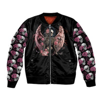 Angel Skull Sleeve Zip Bomber Jacket She Whispered Back Iam The Storm - Wonder Print Shop