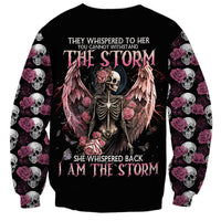 Angel Skull Sweatshirt She Whispered Back Iam The Storm - Wonder Print Shop