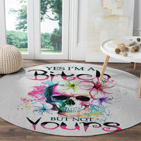 watercolor-skull-round-carpet-yes-im-bitch-but-not-your
