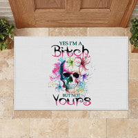 Watercolor Skull Rubber Doormat Yes I'm Bitch But Not Your - Wonder Print Shop