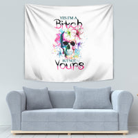 Watercolor Skull Tapestry Yes I'm Bitch But Not Your - Wonder Print Shop