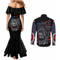 american-skull-couples-matching-mermaid-dress-and-long-sleeve-button-shirts-in-gun-we-trust