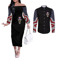 american-skull-couples-matching-off-the-shoulder-long-sleeve-dress-and-long-sleeve-button-shirts-in-gun-we-trust