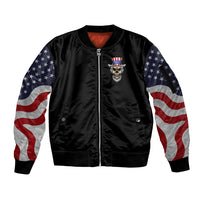 American Skull Sleeve Zip Bomber Jacket In Gun We Trust - Wonder Print Shop