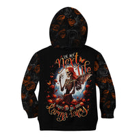 Black pullover hoodie with hood, black roses and skeletal fairy graphic on back