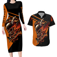 Wings Skull Couples Matching Long Sleeve Bodycon Dress and Hawaiian Shirt Kill Them All - Wonder Print Shop