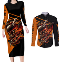 Wings Skull Couples Matching Long Sleeve Bodycon Dress and Long Sleeve Button Shirts Kill Them All - Wonder Print Shop