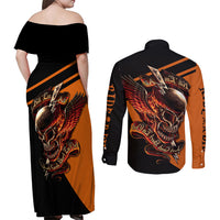 Wings Skull Couples Matching Off Shoulder Maxi Dress and Long Sleeve Button Shirts Kill Them All - Wonder Print Shop