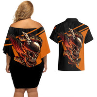 Wings Skull Couples Matching Off Shoulder Short Dress and Hawaiian Shirt Kill Them All - Wonder Print Shop