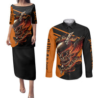 Wings Skull Couples Matching Puletasi Dress and Long Sleeve Button Shirts Kill Them All - Wonder Print Shop