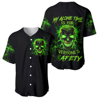 Flame Skull Baseball Jersey My Alone TIme Is For Everyone Safe - Wonder Print Shop