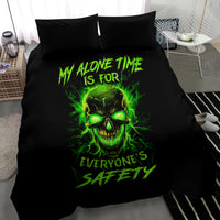 Flame Skull Bedding Set My Alone TIme Is For Everyone Safe - Wonder Print Shop