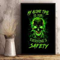 Flame Skull Canvas Wall Art My Alone TIme Is For Everyone Safe - Wonder Print Shop