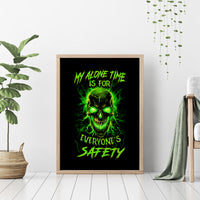 Flame Skull Canvas Wall Art My Alone TIme Is For Everyone Safe - Wonder Print Shop