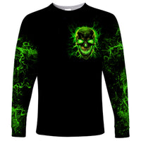 Flame Skull Long Sleeve Shirt My Alone TIme Is For Everyone Safe - Wonder Print Shop
