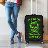 Flame Skull Luggage Cover My Alone TIme Is For Everyone Safe - Wonder Print Shop