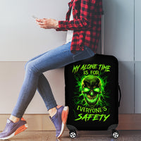 Flame Skull Luggage Cover My Alone TIme Is For Everyone Safe - Wonder Print Shop