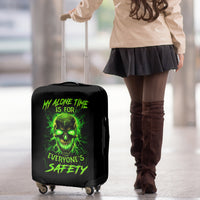 Flame Skull Luggage Cover My Alone TIme Is For Everyone Safe - Wonder Print Shop