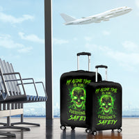 Flame Skull Luggage Cover My Alone TIme Is For Everyone Safe - Wonder Print Shop