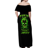 Flame Skull Off Shoulder Maxi Dress My Alone TIme Is For Everyone Safe - Wonder Print Shop