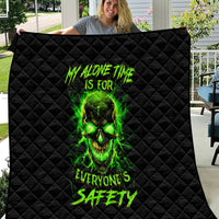 Flame Skull Quilt My Alone TIme Is For Everyone Safe - Wonder Print Shop