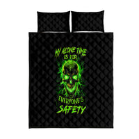 Flame Skull Quilt Bed Set My Alone TIme Is For Everyone Safe - Wonder Print Shop