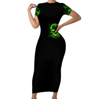 Flame Skull Short Sleeve Bodycon Dress My Alone TIme Is For Everyone Safe - Wonder Print Shop