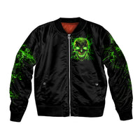 Flame Skull Sleeve Zip Bomber Jacket My Alone TIme Is For Everyone Safe - Wonder Print Shop