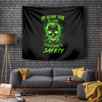 Flame Skull Tapestry My Alone TIme Is For Everyone Safe - Wonder Print Shop