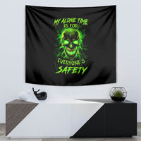 Flame Skull Tapestry My Alone TIme Is For Everyone Safe - Wonder Print Shop