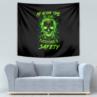 Flame Skull Tapestry My Alone TIme Is For Everyone Safe - Wonder Print Shop