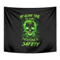 Flame Skull Tapestry My Alone TIme Is For Everyone Safe - Wonder Print Shop