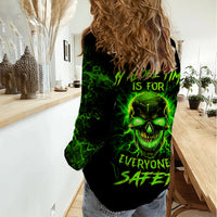 Flame Skull Women Casual Shirt My Alone TIme Is For Everyone Safe - Wonder Print Shop