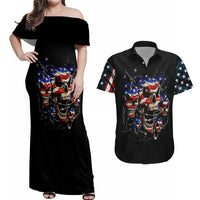 American Skull Couples Matching Off Shoulder Maxi Dress and Hawaiian Shirt Nice To Meet You Im The Coach - Wonder Print Shop