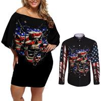 American Skull Couples Matching Off Shoulder Short Dress and Long Sleeve Button Shirts Nice To Meet You Im The Coach - Wonder Print Shop