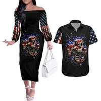 American Skull Couples Matching Off The Shoulder Long Sleeve Dress and Hawaiian Shirt Nice To Meet You Im The Coach - Wonder Print Shop