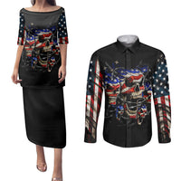 American Skull Couples Matching Puletasi Dress and Long Sleeve Button Shirts Nice To Meet You Im The Coach - Wonder Print Shop