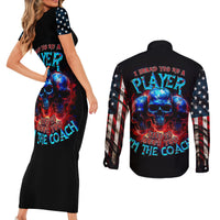 American Skull Couples Matching Short Sleeve Bodycon Dress and Long Sleeve Button Shirts Nice To Meet You Im The Coach - Wonder Print Shop