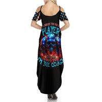 Women’s black maxi dress with star-spangled skull graphic and off-shoulder sleeves