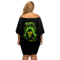 Thunder Skull Off Shoulder Short Dress Satan Still Has A Restrainning Order Against Me - Wonder Print Shop
