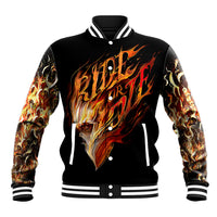 Fire Skull Baseball Jacket Flame SKull Ride Or Die - Wonder Print Shop