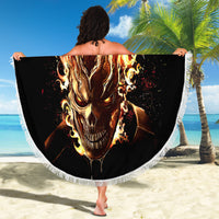 Fire Skull Beach Blanket Flame SKull Ride Or Die - Wonder Print Shop