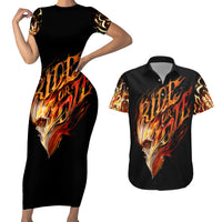 Fire Skull Couples Matching Short Sleeve Bodycon Dress and Hawaiian Shirt Flame SKull Ride Or Die - Wonder Print Shop