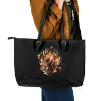 Fire Skull Leather Tote Bag Flame SKull Ride Or Die - Wonder Print Shop