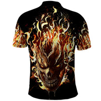 Fire Skull Polo Shirt Flame SKull Ride Or Die - Wonder Print Shop