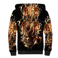 Fire Skull Sherpa Hoodie Flame SKull Ride Or Die - Wonder Print Shop