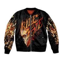 Fire Skull Sleeve Zip Bomber Jacket Flame SKull Ride Or Die - Wonder Print Shop