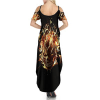 Fire Skull Summer Maxi Dress Flame SKull Ride Or Die - Wonder Print Shop