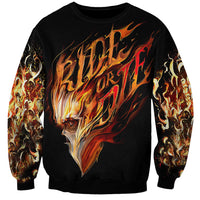 Fire Skull Sweatshirt Flame SKull Ride Or Die - Wonder Print Shop